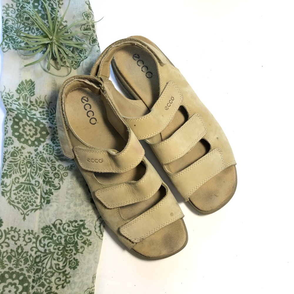 Ecco Babette Sandals Strap Leather Cream 7 1/2